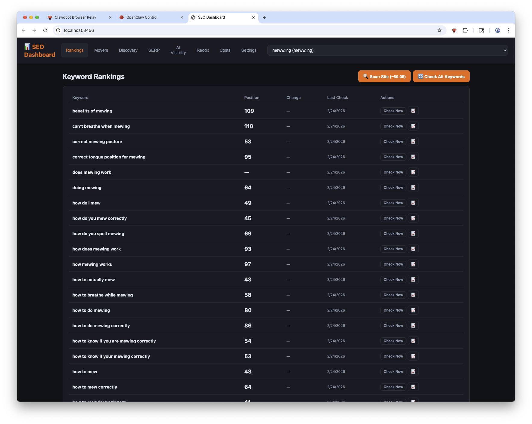 Pulse SEO Dashboard — Site Overview
